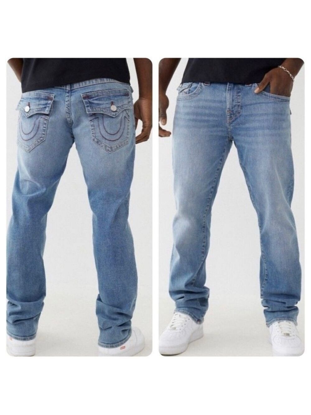 NWT True Religion RICKY Red Flap Relaxed Straight Fit Jeans Size 44